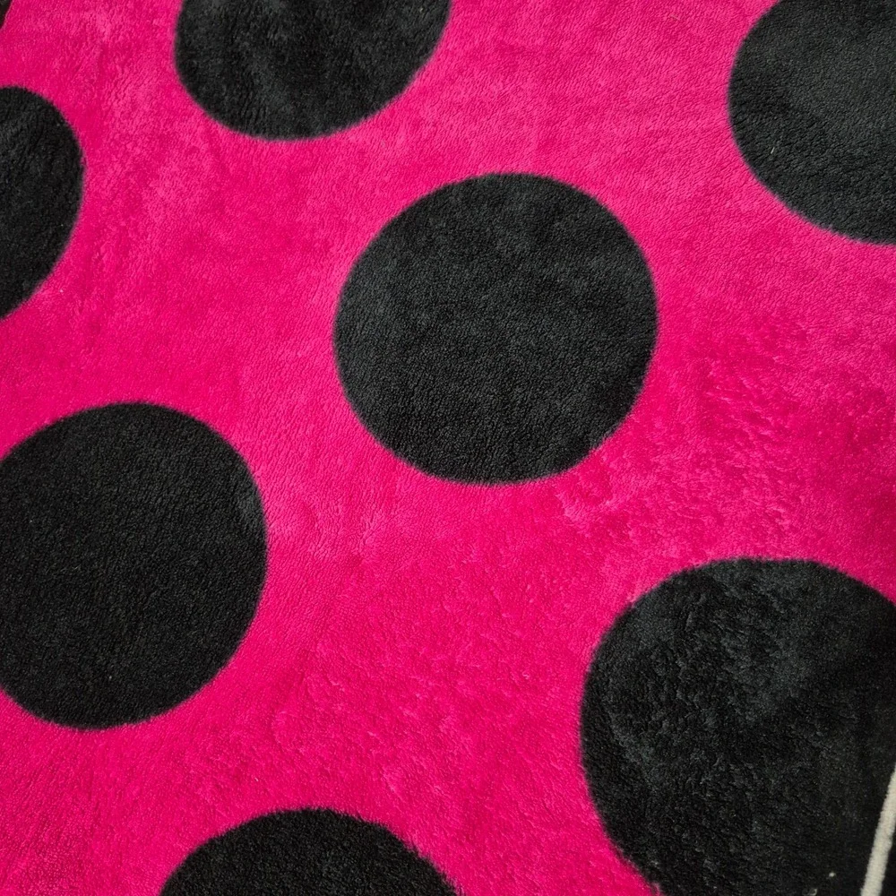 Disney Minnie Mouse Throw Blanket Kids Pink Black Polka Dot Fleece Soft Cozy